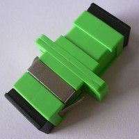 Simplex Plastic SC Fiber Optic Adapter Green Color Ceramic Sleeve