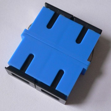 Duplex Plastic SC Short Flange Fiber Adapter Blue Color Ceramic Sleeve