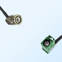 Fakra E 6002 Green Female R/A - BNC Male R/A Coaxial Cable Assemblies