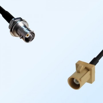 Fakra I 1001 Beige Male BNC Front Mount Bulkhead Female Cable Assembly