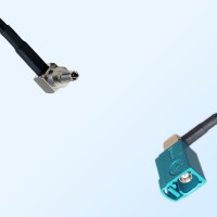 Fakra Z 5021 Water Blue Female R/A - CRC9 Male R/A Cable Assemblies