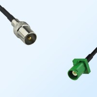 Fakra E 6002 Green Male - DVB-T TV Male Coaxial Cable Assemblies