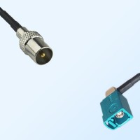 Fakra Z 5021 Water Blue Female R/A - DVB-T TV Male Cable Assemblies