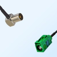 Fakra E 6002 Green Female - DVB-T TV Male R/A Coaxial Cable Assemblies