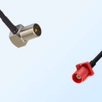 Fakra L 3002 Carmin Red Male - DVB-T TV Male R/A Cable Assemblies
