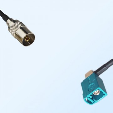 Fakra Z 5021 Water Blue Female R/A - DVB-T TV Female Cable Assemblies