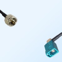 Fakra Z 5021 Water Blue Female R/A - F Male Coaxial Cable Assemblies