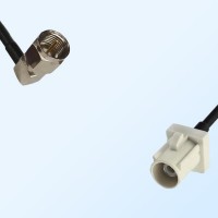 Fakra B 9001 White Male - F Male Right Angle Coaxial Cable Assemblies