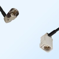 Fakra B 9001 White Female R/A - F Male R/A Coaxial Cable Assemblies