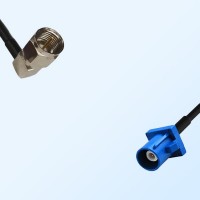 Fakra C 5005 Blue Male - F Male Right Angle Coaxial Cable Assemblies