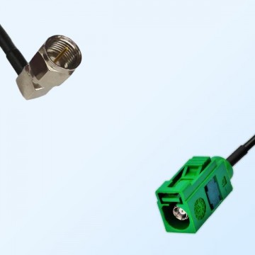 Fakra E 6002 Green Female - F Male R/A Coaxial Cable Assemblies