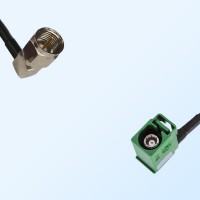 Fakra E 6002 Green Female R/A - F Male R/A Coaxial Cable Assemblies