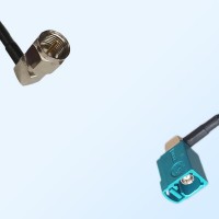 Fakra Z 5021 Water Blue Female R/A - F Male R/A Cable Assemblies