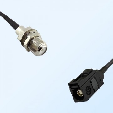 Fakra A 9005 Black Female - F Bulkhead Female Coaxial Cable Assemblies