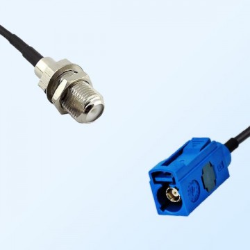 Fakra C 5005 Blue Female - F Bulkhead Female Coaxial Cable Assemblies