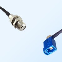 Fakra C 5005 Blue Female R/A - F Bulkhead Female Cable Assemblies