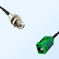 Fakra E 6002 Green Female - F Bulkhead Female Coaxial Cable Assemblies