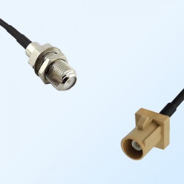 Fakra I 1001 Beige Male - F Bulkhead Female Coaxial Cable Assemblies