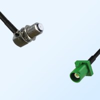 Fakra E 6002 Green Male - F Bulkhead Female R/A Cable Assemblies