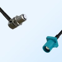 Fakra Z 5021 Water Blue Male - F Bulkhead Female R/A Cable Assemblies
