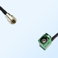 Fakra E 6002 Green Female R/A - FME Male Coaxial Cable Assemblies