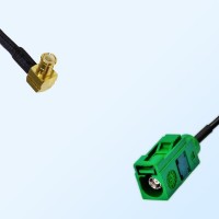Fakra E 6002 Green Female - MCX Male R/A Coaxial Cable Assemblies