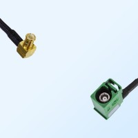 Fakra E 6002 Green Female R/A - MCX Male R/A Coaxial Cable Assemblies