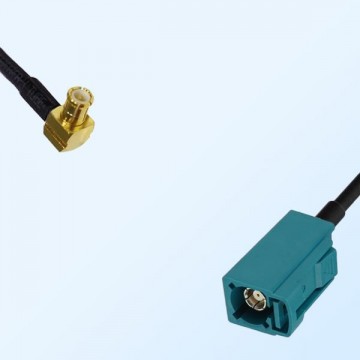 Fakra Z 5021 Water Blue Female - MCX Male R/A Coaxial Cable Assemblies