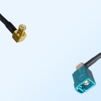 Fakra Z 5021 Water Blue Female R/A - MCX Male R/A Cable Assemblies