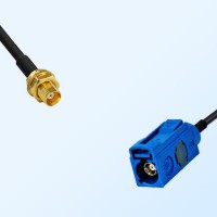 Fakra C 5005 Blue Female - MCX Bulkhead Female Cable Assemblies