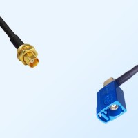 Fakra C 5005 Blue Female R/A - MCX Bulkhead Female Cable Assemblies