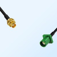 Fakra E 6002 Green Male - MCX Bulkhead Female Coaxial Cable Assemblies