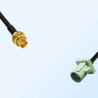 Fakra N 6019 Pastel Green Male - MCX Bulkhead Female Cable Assemblies