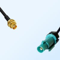 Fakra Z Water Blue Male Waterproof to MCX Bulkhead Female Cable