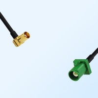 Fakra E 6002 Green Male - MCX Female R/A Coaxial Cable Assemblies