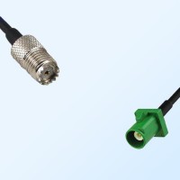 Fakra E 6002 Green Male - Mini UHF Female Coaxial Cable Assemblies