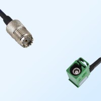 Fakra E 6002 Green Female R/A - Mini UHF Female Cable Assemblies