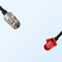 Fakra L 3002 Carmin Red Male - Mini UHF Female Cable Assemblies