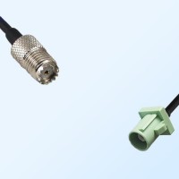 Fakra N 6019 Pastel Green Male - Mini UHF Female Cable Assemblies