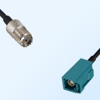Fakra Z 5021 Water Blue Female - Mini UHF Female Cable Assemblies
