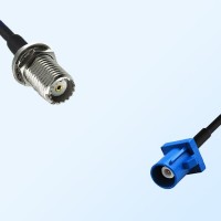 Fakra C 5005 Blue Male - Mini UHF Bulkhead Female Cable Assemblies