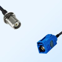 Fakra C 5005 Blue Female - Mini UHF Bulkhead Female Cable Assemblies