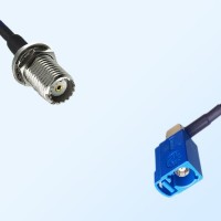 Fakra C 5005 Blue Female R/A Mini UHF Bulkhead Female Cable Assemblies
