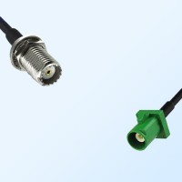 Fakra E 6002 Green Male - Mini UHF Bulkhead Female Cable Assemblies