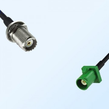 Fakra E 6002 Green Male - Mini UHF Bulkhead Female Cable Assemblies