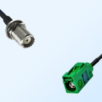 Fakra E 6002 Green Female - Mini UHF Bulkhead Female Cable Assemblies