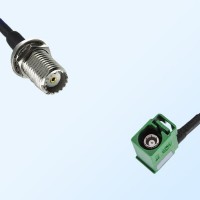 Fakra E 6002 Green Female R/A Mini UHF Bulkhead Female Cable Assembly