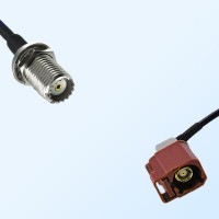 Fakra F 8011 Brown Female R/A Mini UHF Bulkhead Female Cable Assembly