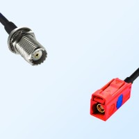 Fakra L 3002 Carmin Red Female Mini UHF Bulkhead Female Cable Assembly