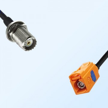 Fakra M 2003 Pastel Orange Female Mini UHF Bulkhead Female Cable